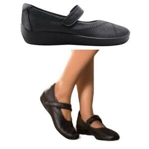 Arcopedico Women's Black Mary Jane Shoes Antracite Size 7 Vegan Hook and Loop